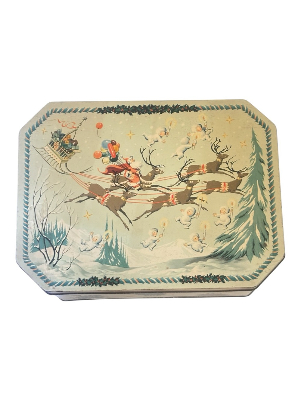 Huntley & Palmer Biscuits Vintage Old World Christmas England snow babies Tin